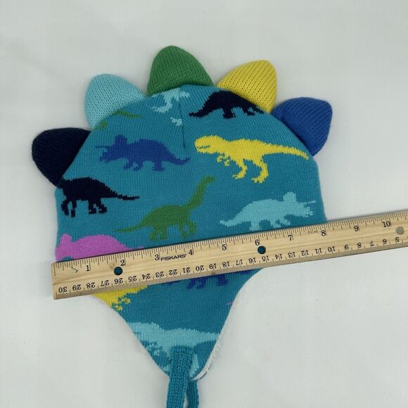 NWOT Cat & Jack Dinosaur Winter Hat 12-24 Mo Toboggan Trapper Hat Knit Fleece - Picture 6 of 8